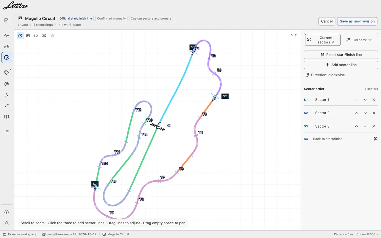 Track calibration: start/finish and sector lines